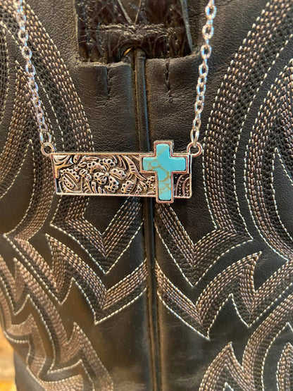 TURQUOISE FAITH BAR NECKLACE