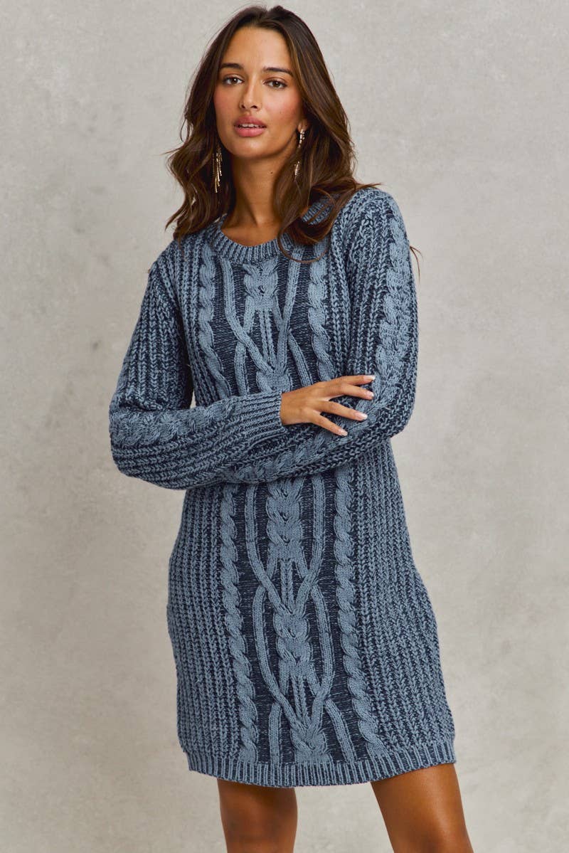 RIDGE KNIT SWEATER MINI DRESS