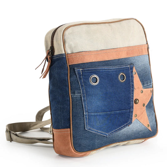 DENIM BACKPACK UPCYCLED CANVAS LADIES BAG