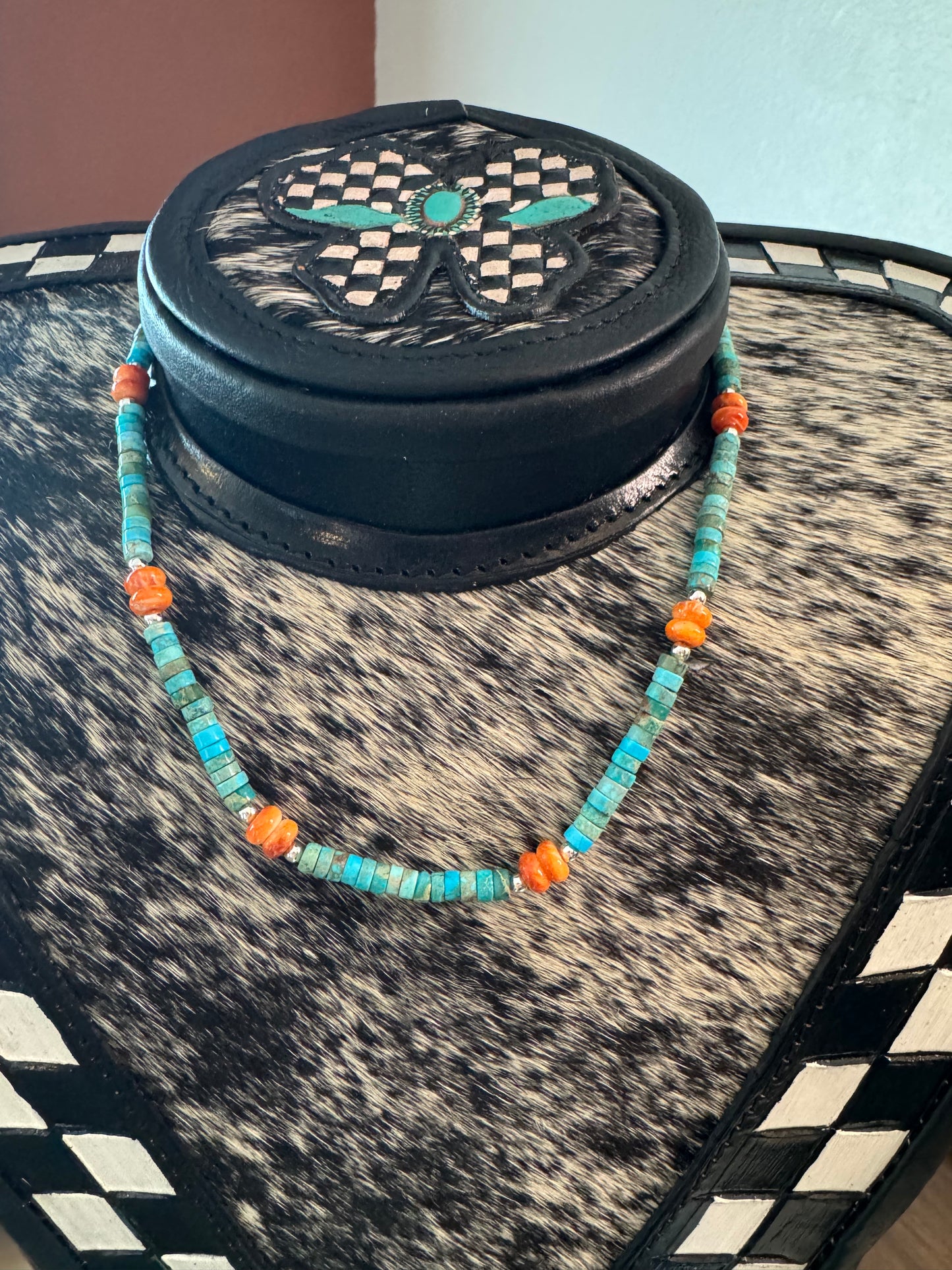 Heishi with Orange spiny necklace