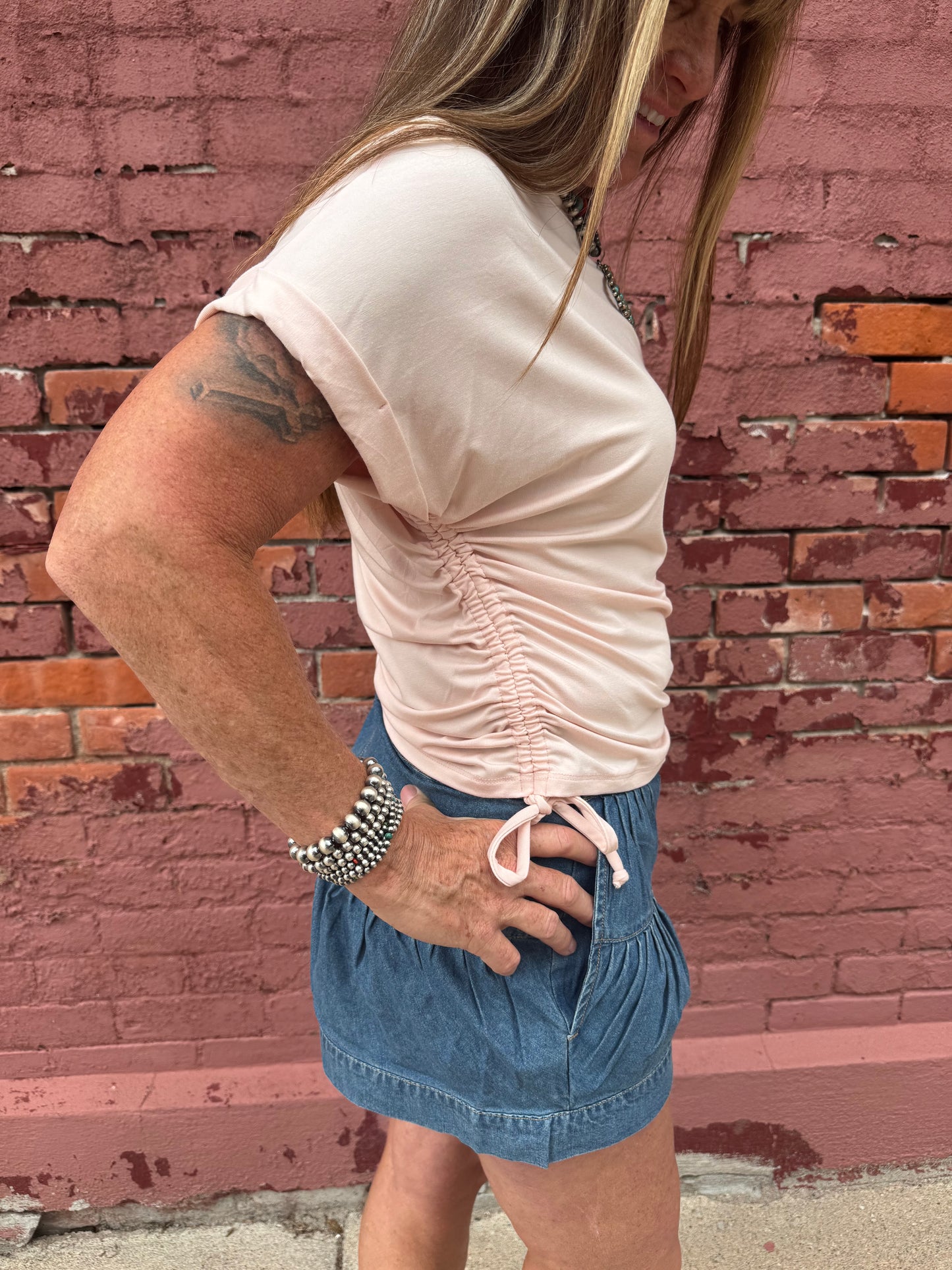 CAP SLEEVE TOP WITH TIE SIDES