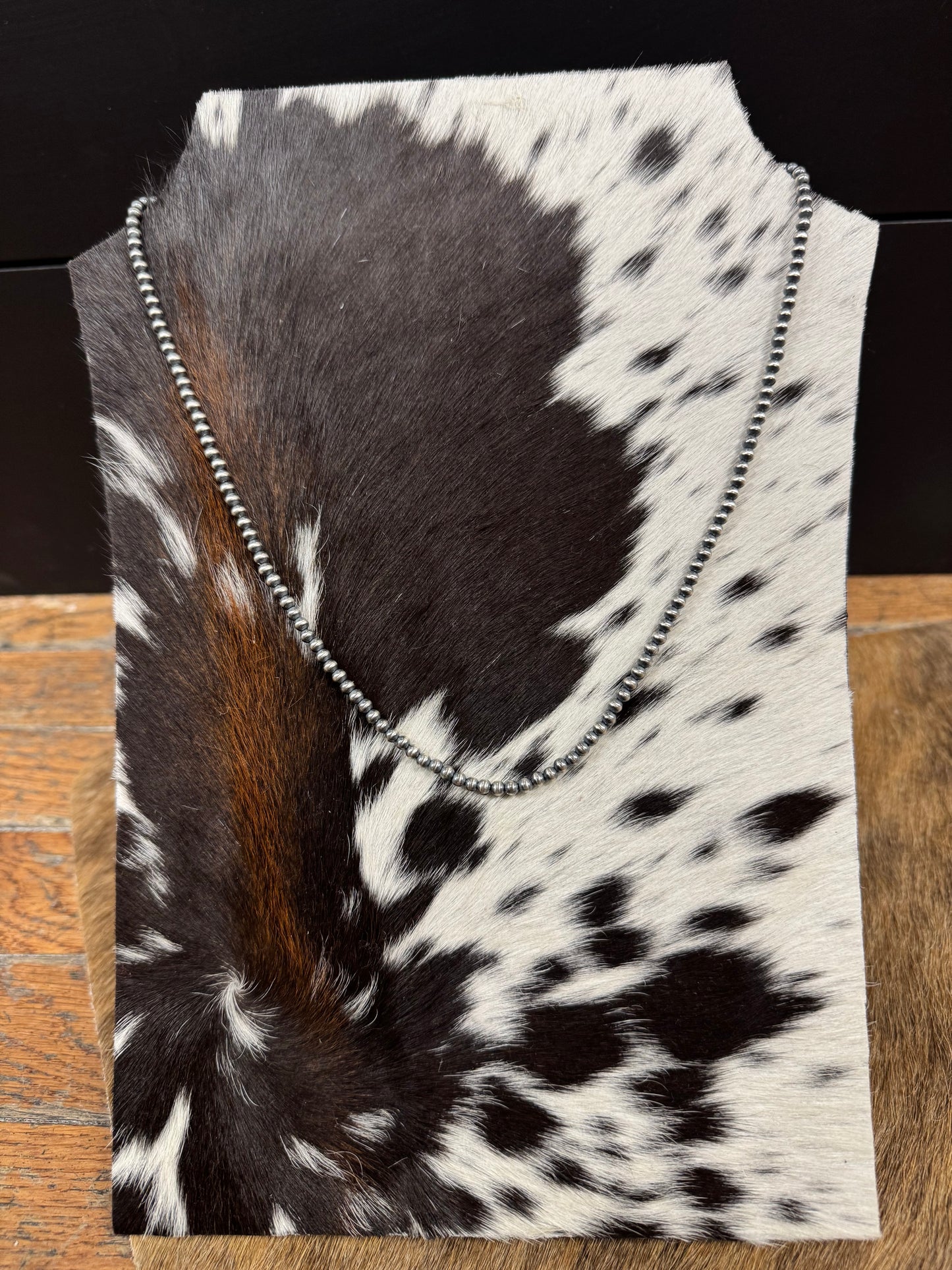 4MM NAVAJO PEARL SILVER BEADED NECKLACE