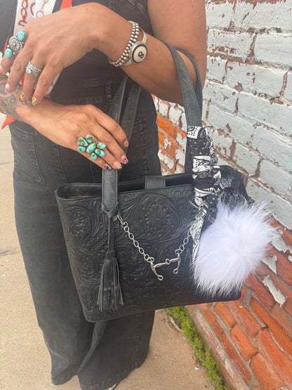THE BRITTNEY TOOLED LEATHER HAND BAG