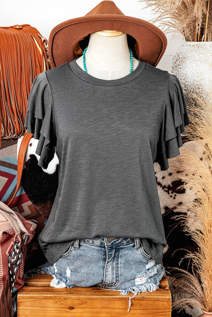 WESTERN LAYERED RUFFLE SLEEVE TOP