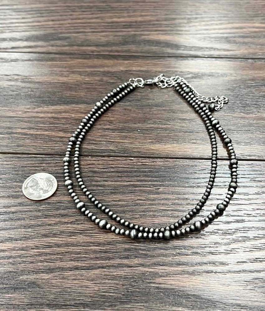 16" NAVAJO INSPIRED BEAD 2 STRAND NECKLACE