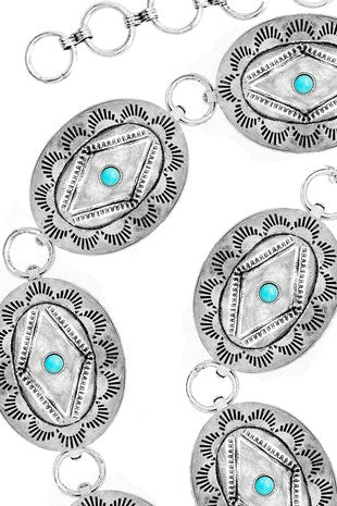 TURQUOISE CONCHO CHAIN BELT