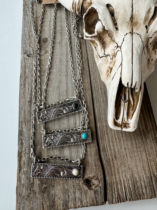 WESTERN STONE BAR NECKLACE