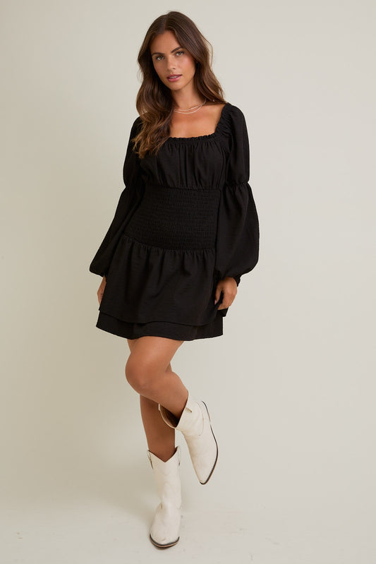 WESTLYNN SQUARE NECK LONG SLEEVE DRESS