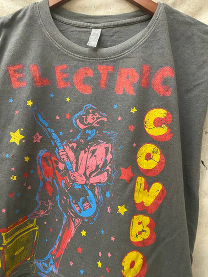 ELECTRIC COWBOY BOXY MUSCLE CROP TOP