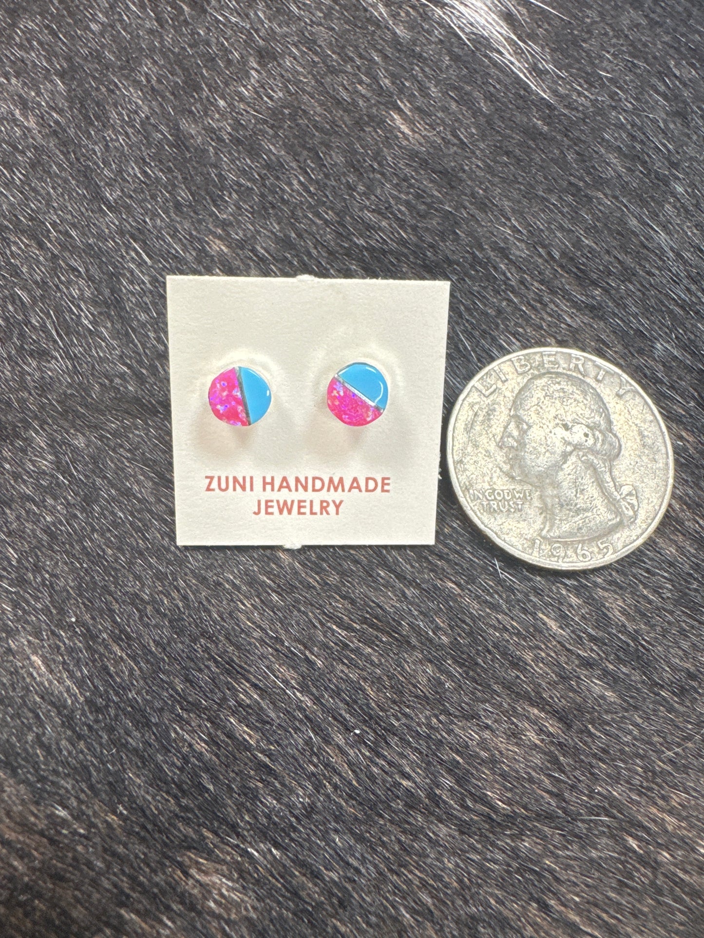 TURQUOISE & PINK OPAL STUDS