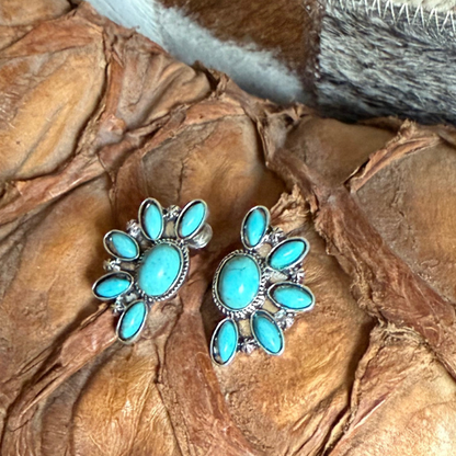 FLOWER BURST FAUX TURQUOISE EARRING