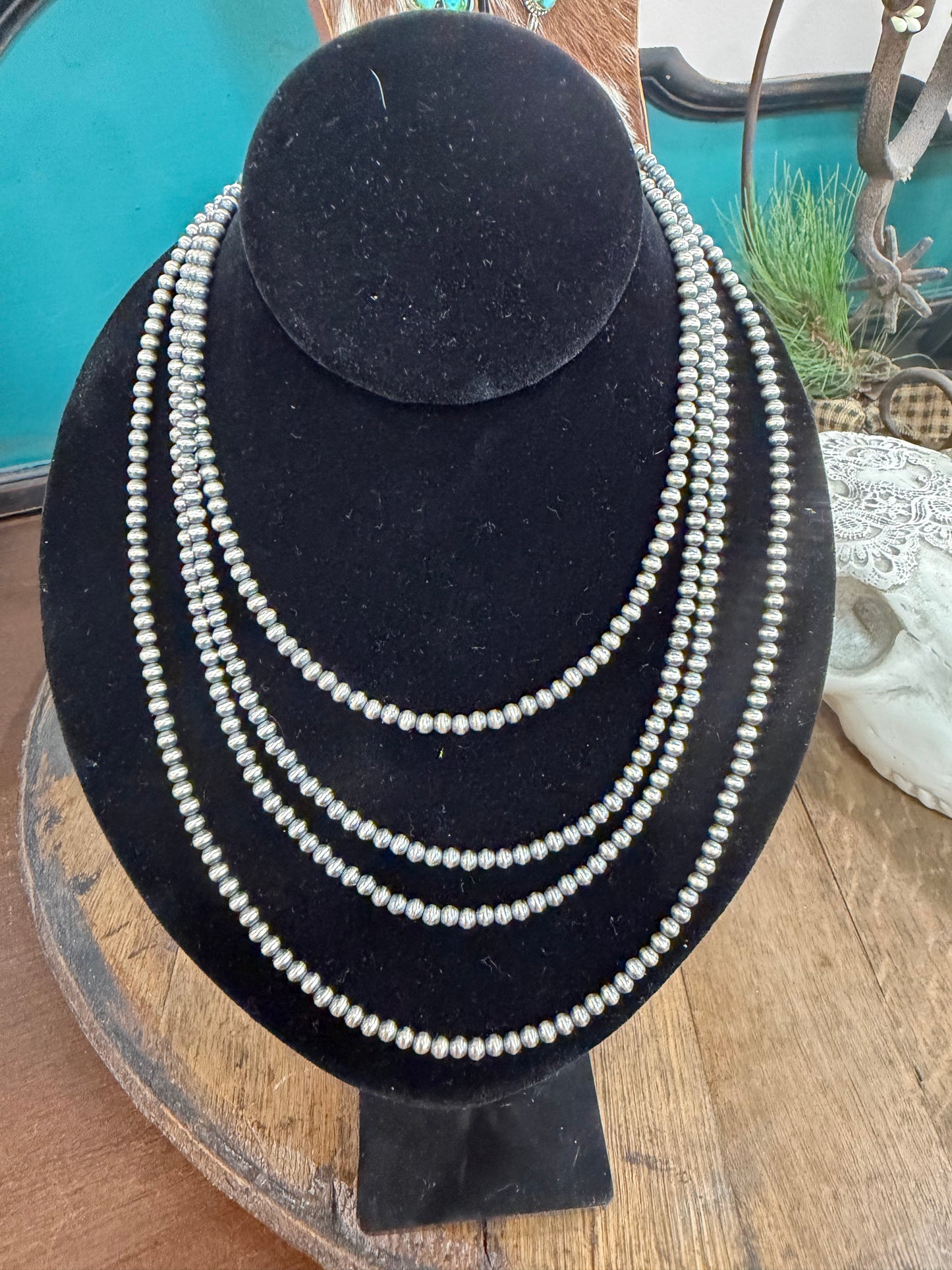 4MM STERLING SILVER PEARL NECKLACE