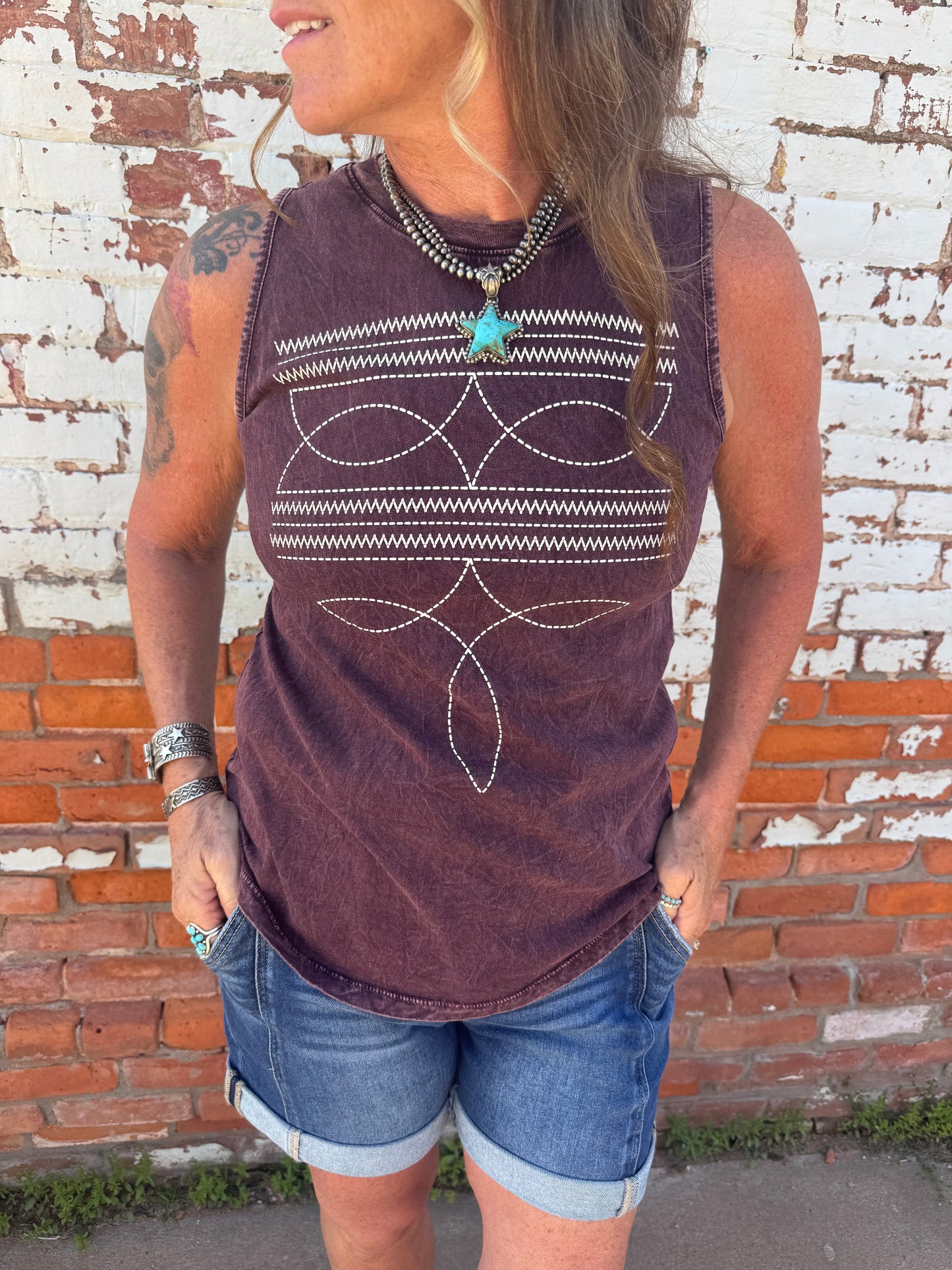 BELLA-BOOT STITCH TANK