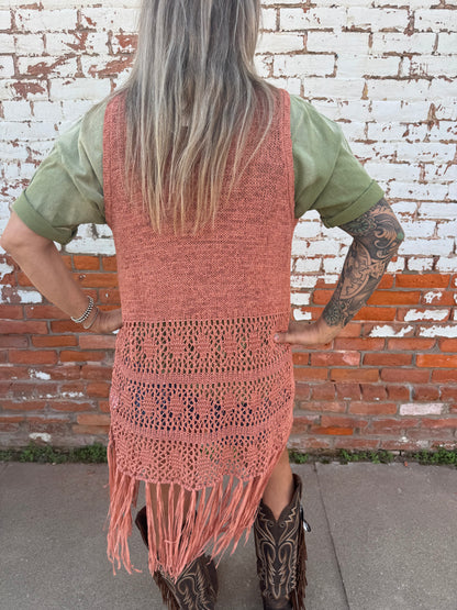 RUST RIVER FRINGE VEST