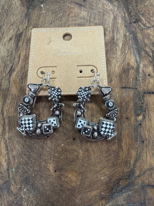 PLAYER HORSESHOE DANGLE EARRINGS