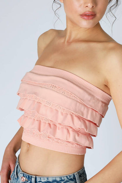 LAYERED RUFFLE TUBE TOP