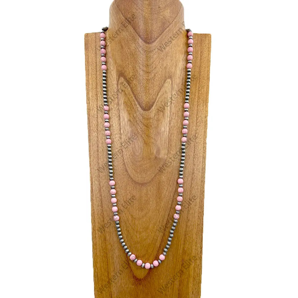 33" PEARL W/ LIGHT PINK BEADS