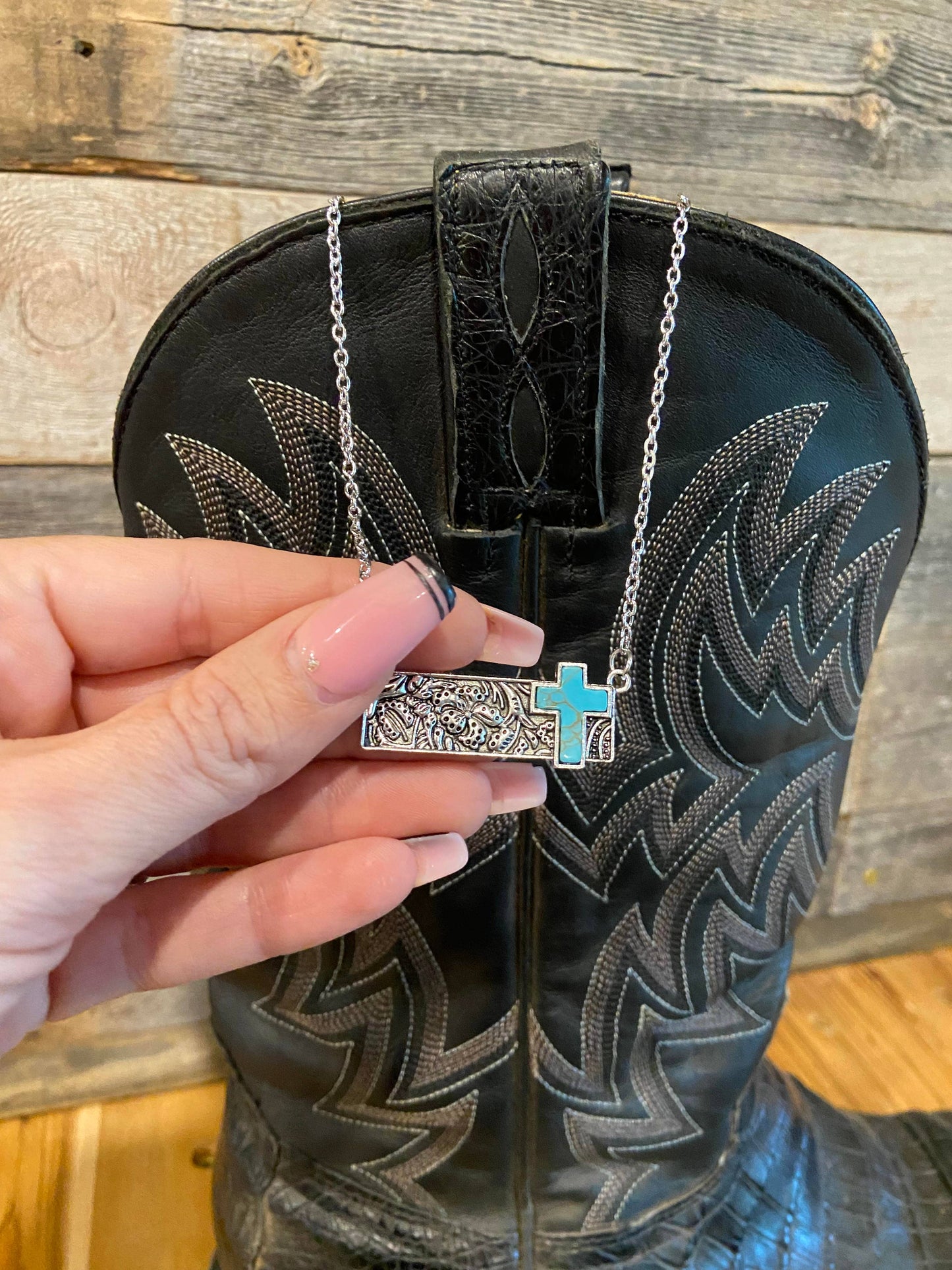 TURQUOISE FAITH BAR NECKLACE