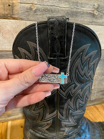 TURQUOISE FAITH BAR NECKLACE