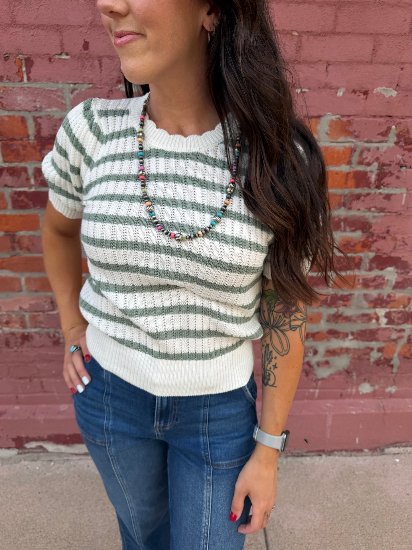 STRIPED PUFF SLEEVE TOP