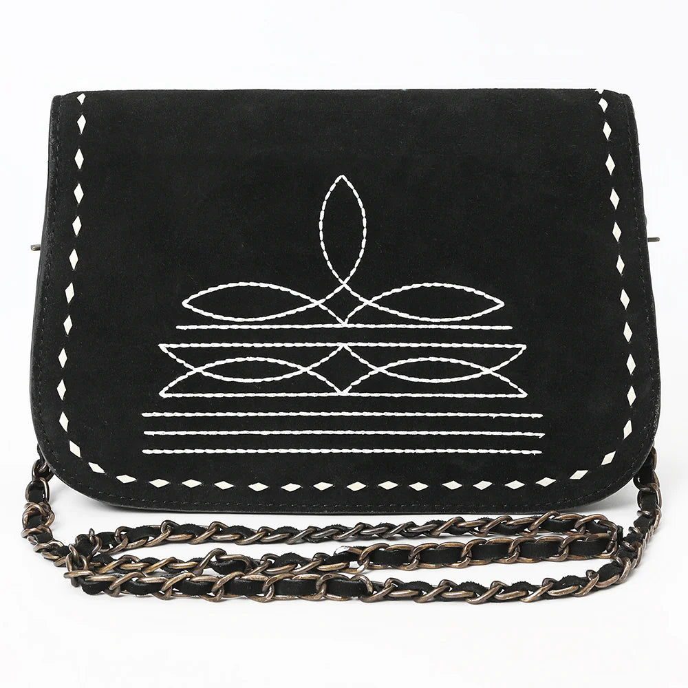 AMERICAN DARLING SUEDE WESTERN BOOT STITCH CROSSBODY BAG