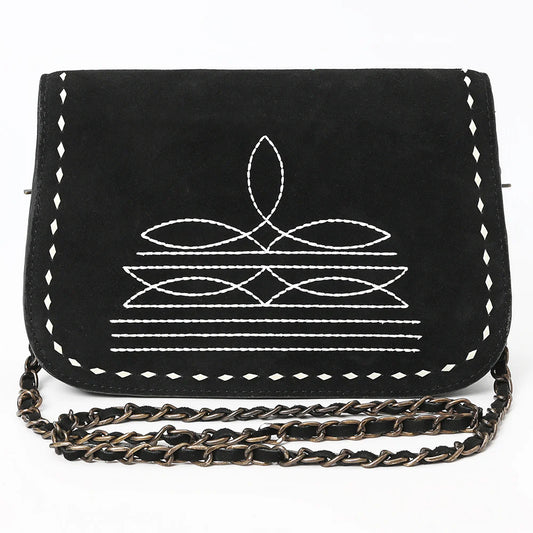 AMERICAN DARLING SUEDE WESTERN BOOT STITCH CROSSBODY BAG