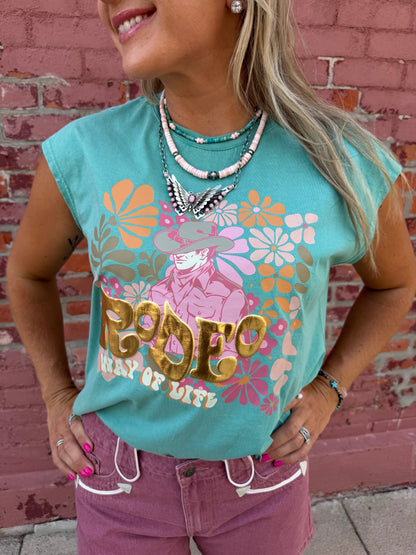 RODEO FLOWER SLEEVELESS TEE