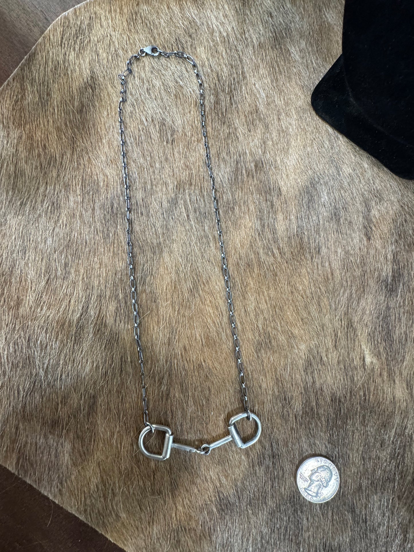 STERLING SILVER BIG HORSE BIT NECKLACE