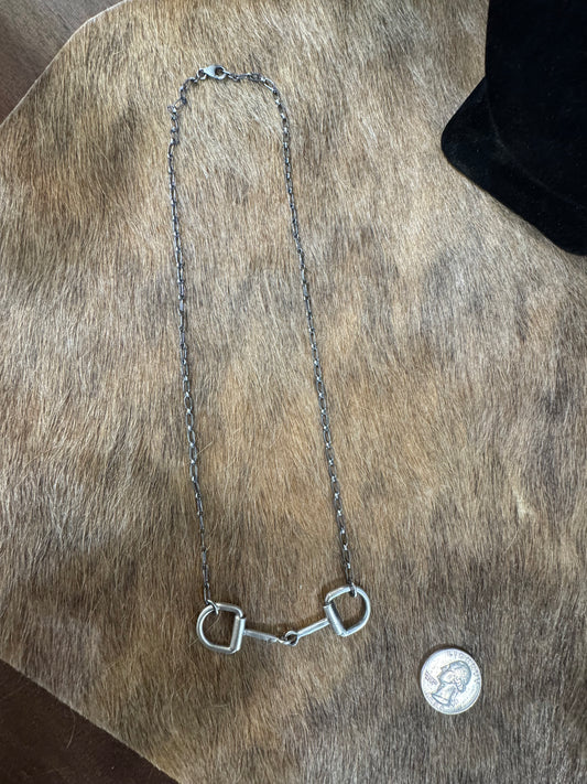 STERLING SILVER BIG HORSE BIT NECKLACE