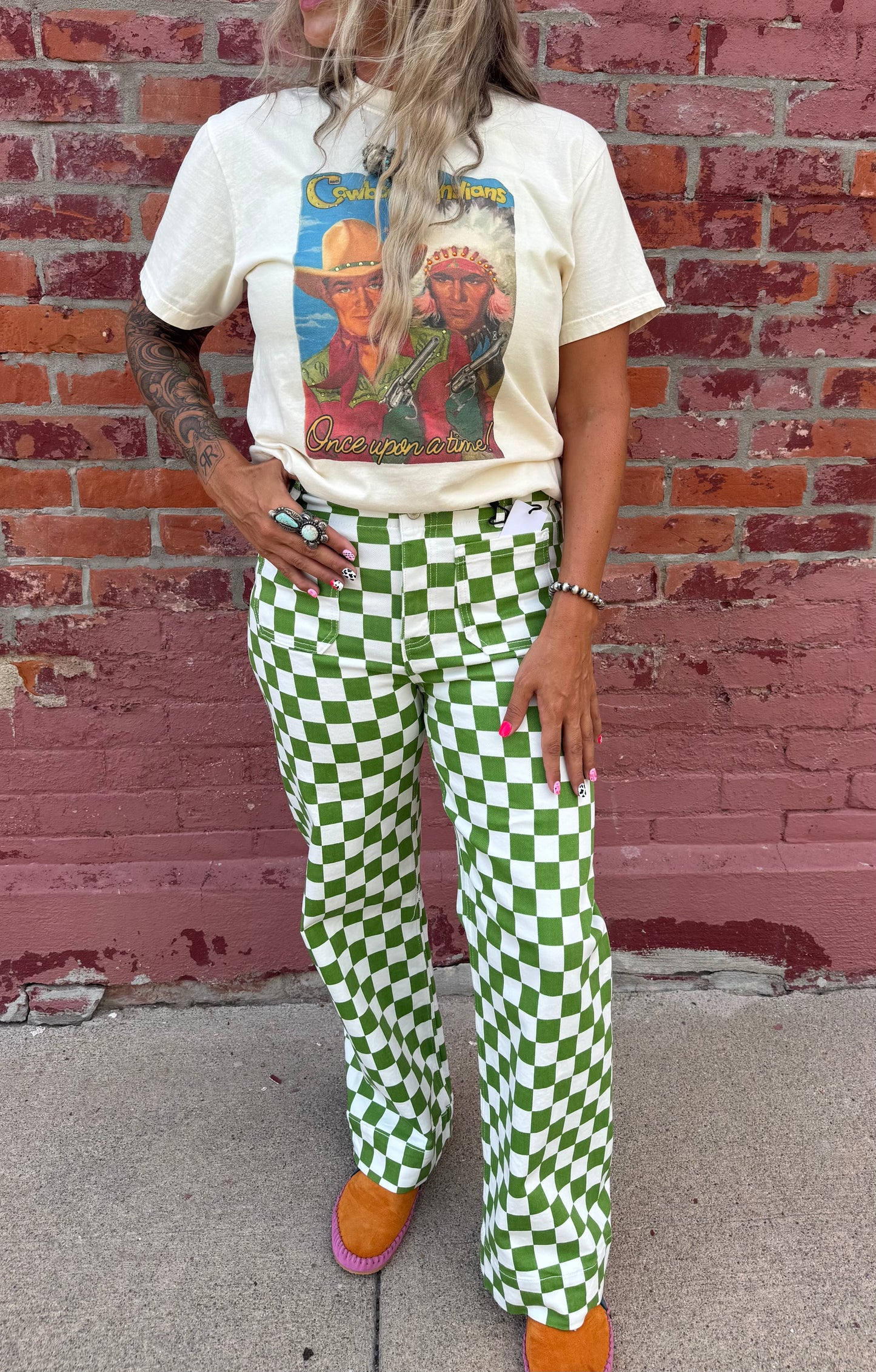 CACTUS TRAIL CHECKERED JEANS
