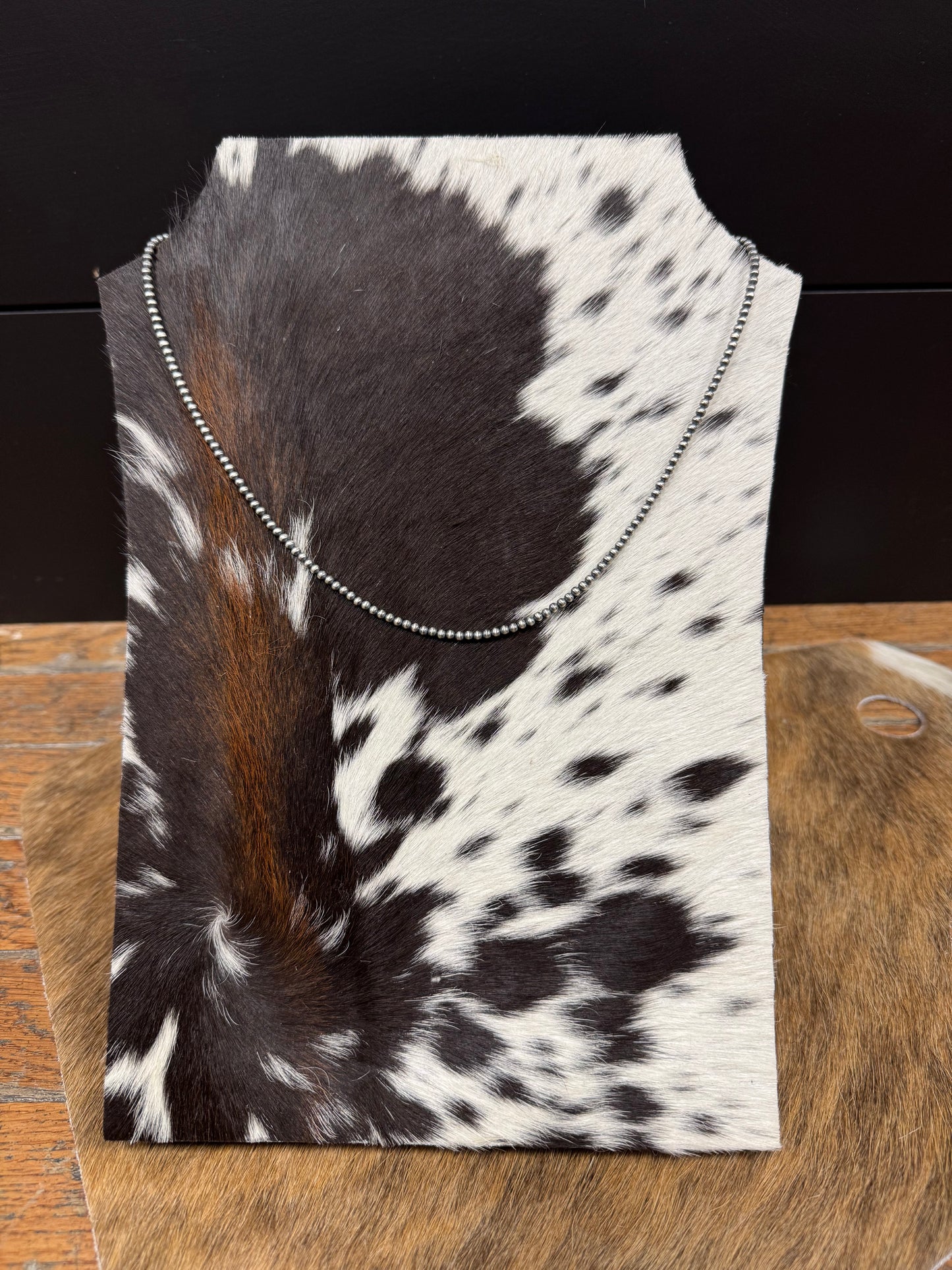 3MM NAVAJO PEARL SILVER BEADED NECKLACE