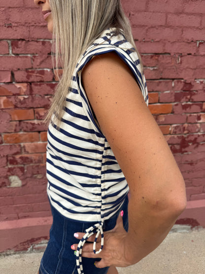 STRIPED TIE SIDE TOP