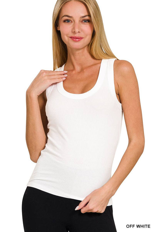 RIBBED SCOOP NECK TANK