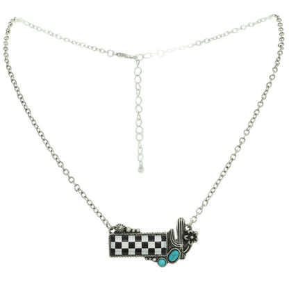 CHECKERBOARD BAR NECKLACE