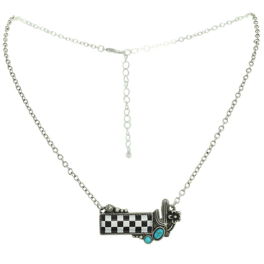 CHECKERBOARD BAR NECKLACE