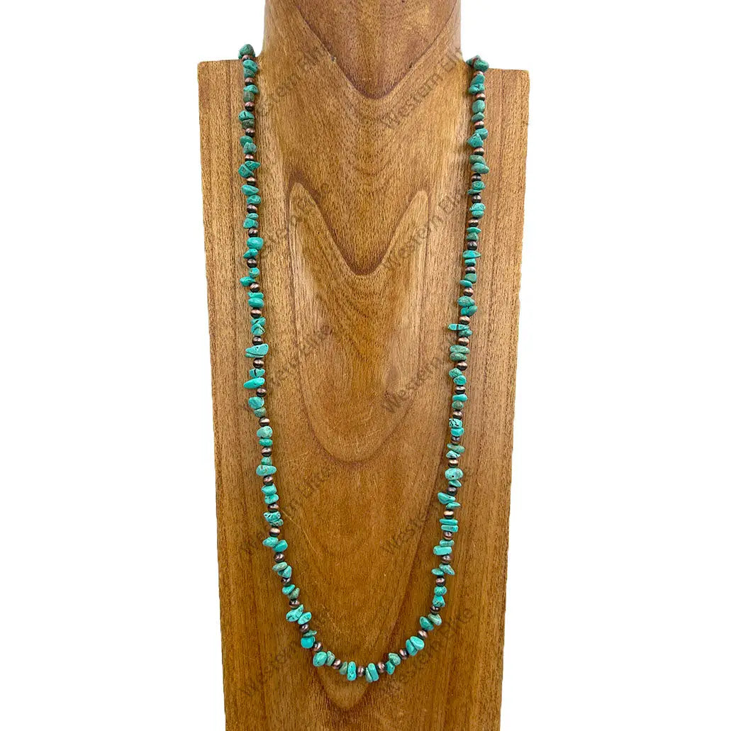60" COPPER PEARL BEAD NUGGET NECKLACE
