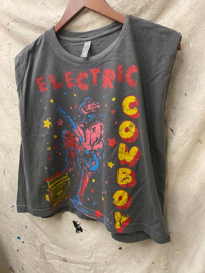ELECTRIC COWBOY BOXY MUSCLE CROP TOP