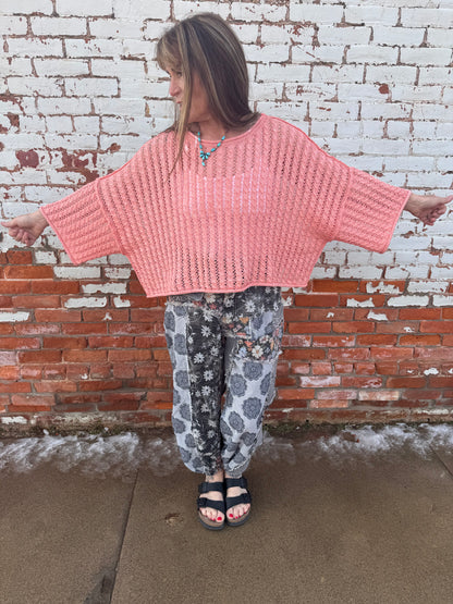 CORAL CLOUD CROCHET TOP