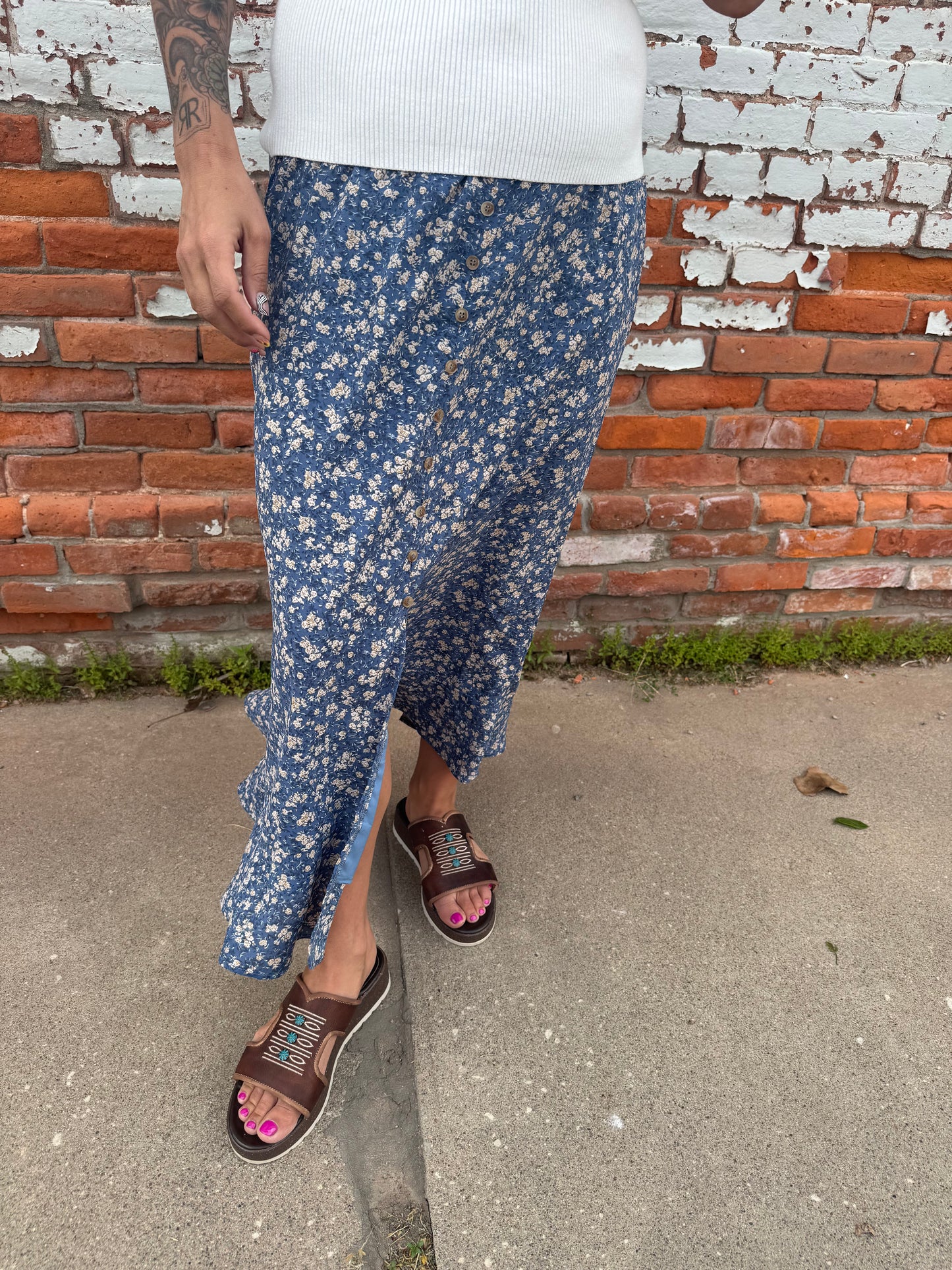 WISPY BLUE MAXI SKIRT