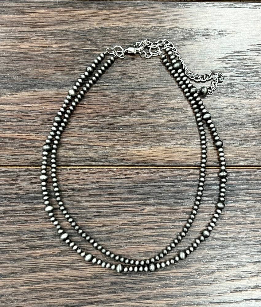 16" NAVAJO INSPIRED BEAD 2 STRAND NECKLACE