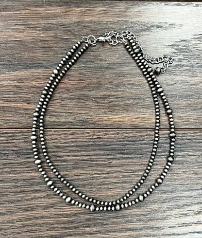 16" NAVAJO INSPIRED BEAD 2 STRAND NECKLACE