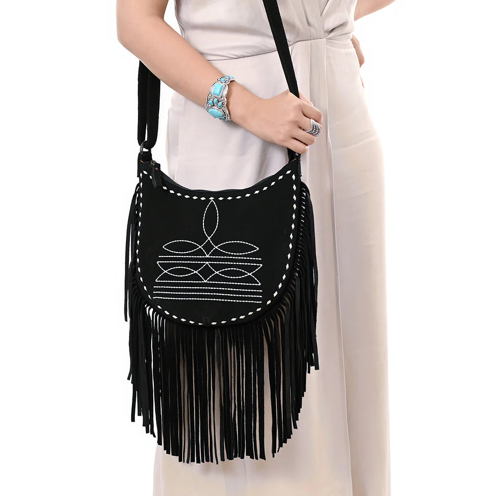 AMERICAN DARLING FRINGE BOOT STITCH CROSSBODY BAG