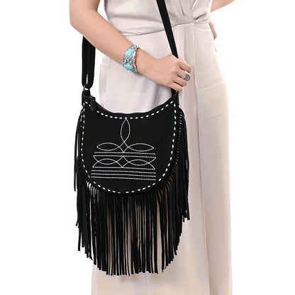 AMERICAN DARLING FRINGE BOOT STITCH CROSSBODY BAG