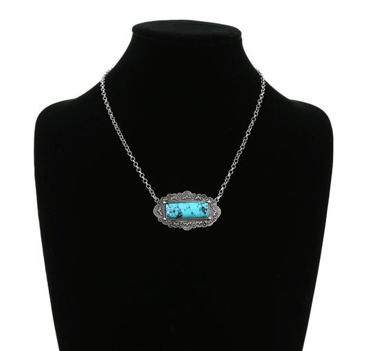 RECTANGLE STONE PENDANT NECKLACE
