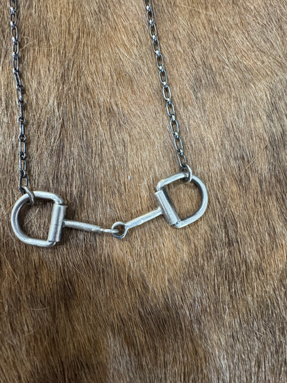 STERLING SILVER BIG HORSE BIT NECKLACE