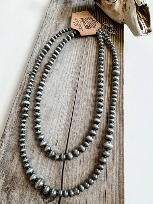 LAYERED NAVAJO STYLE PEARL NECKLACE