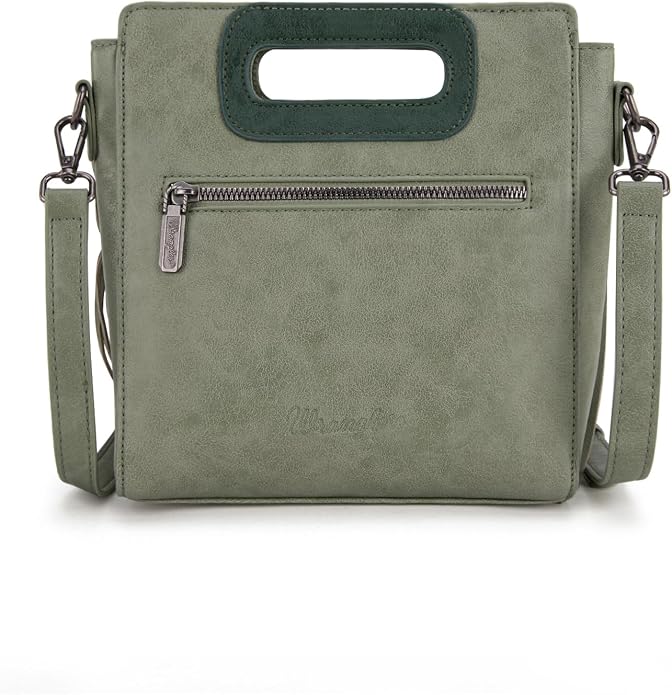 SAGE FRINGE EMBOSSED CROSSBODY PURSE