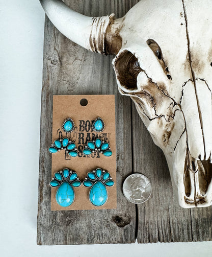 3 PAIR WESTERN EARRING SET