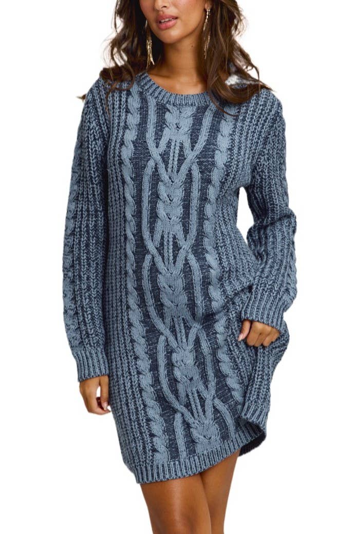 RIDGE KNIT SWEATER MINI DRESS