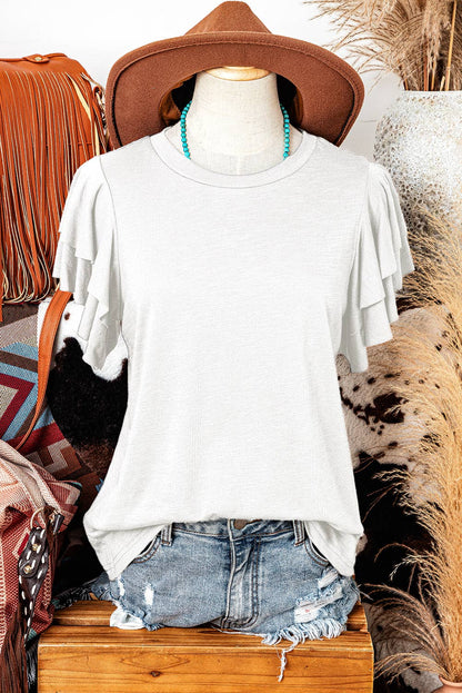 WESTERN LAYERED RUFFLE SLEEVE TOP